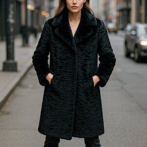 Kate Spade New York Faux Fur Coat Women’s M Elegant Textured Plush Winter Jacket
